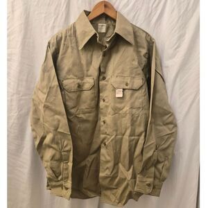Vintage JCPenney Khaki Cotton Twill Chore Work Shirt Men’s M Utility Overshirt